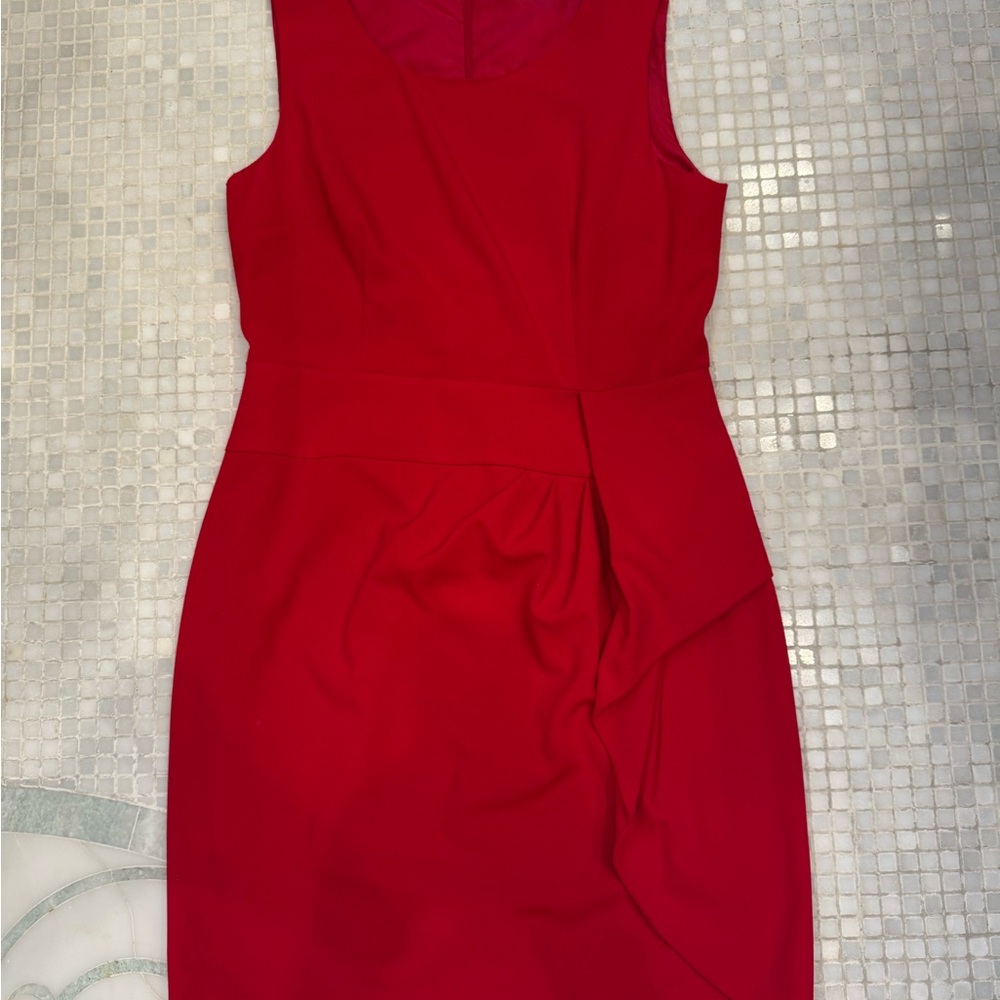 Calvin Klein Red Sleeveless Sheath Midi Dress